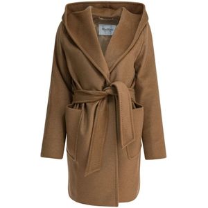 Max Mara, Dames, Mantels, Bruin, Maat: S Wol,