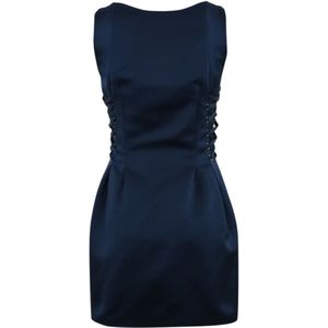 Elisabetta Franchi, Dames, Jurken, Blauw, Maat: M Satijn,