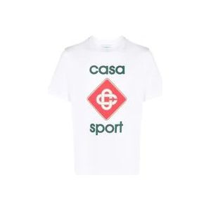 Casablanca Klassieke Crewneck T-shirts en Polos in Wit , White , Heren , Maat: 2XL