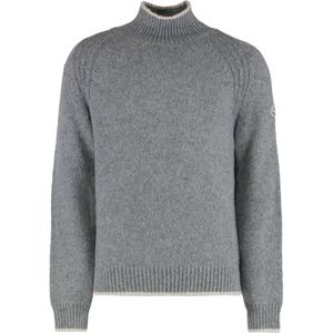 Moncler, Heren, Truien, Grijs, Maat: M Wol,