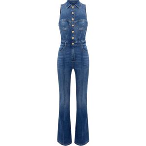 Elisabetta Franchi, Dames, Jumpsuits & Playsuits, Blauw, Maat: XS Denim,