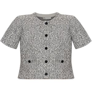 Tory Burch, Dames, Truien, Grijs, Maat: M Tweed,
