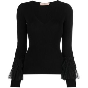 Twinset, Dames, Truien, Zwart, Maat: M Viscose,