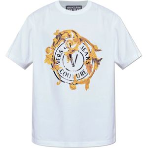 Versace Jeans Couture, Heren, Tops, Wit, Maat: M Katoen,