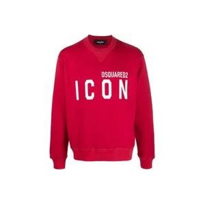 Dsquared2 Iconisch Ronde Hals Sweatshirt in Rood , Red , Heren , Maat: M