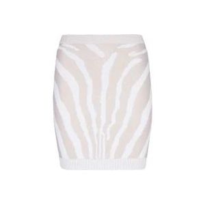 Balmain Zebra gebreide korte rok , White , Dames , Maat: M