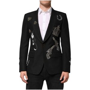 Dolce & Gabbana, Heren, Jassen, Zwart, Maat: XS Zijde,