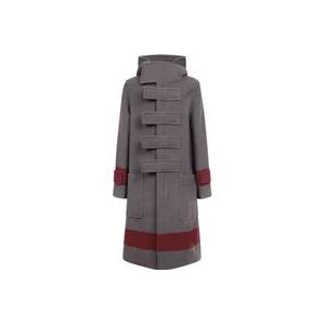 Burberry Gestreepte Duffle Coat - Heren Winter Parka , Gray , Heren , Maat: L