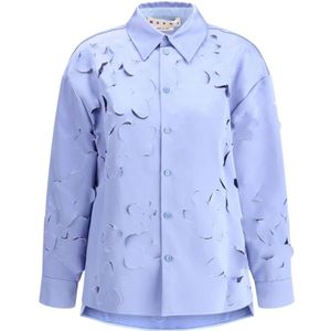 Marni, Dames, Blouses & Shirts, Blauw, Maat: S Katoen,
