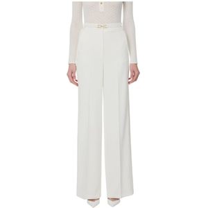 Elisabetta Franchi, Dames, Broeken, Wit, Maat: XS Satijn,