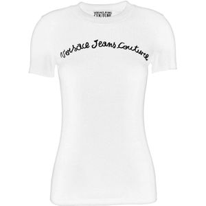 Versace Jeans Couture, Dames, Tops, Wit, Maat: 2XS Katoen,
