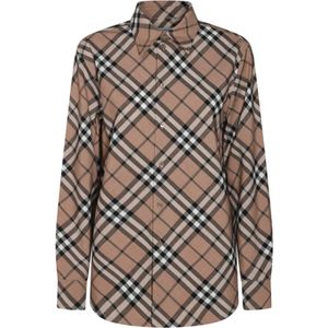 Burberry - Geruite Overhemd - Beige - Dames