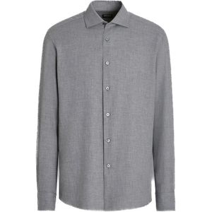 Zegna, Heren, Overhemden, Grijs, Maat: M Katoen,