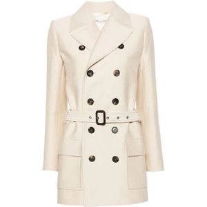 Saint Laurent, Dames, Mantels, Beige, Maat: S Katoen,