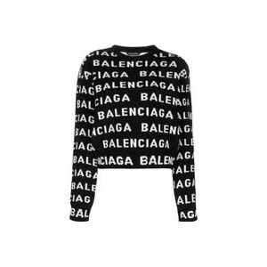 Balenciaga Logo Wollen Trui , Black , Dames , Maat: M