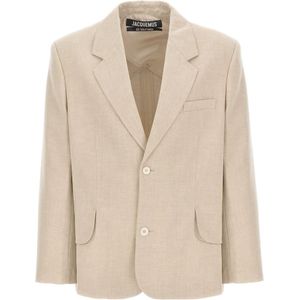 Jacquemus, Heren, Jassen, Beige, Maat: L Linnen,