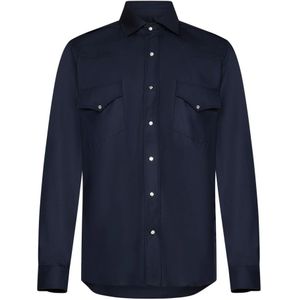 Franzese Collection, Heren, Overhemden, Blauw, Maat: 3XL Wol,