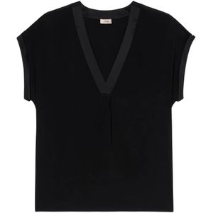 Oltre, Dames, Blouses & Shirts, Zwart, Maat: S Viscose,