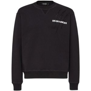 Dsquared2, Heren, Sweatshirts & Hoodies, Zwart, Maat: L Katoen,