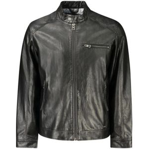 Guess - Polyethylene Jacket - Zwart - Heren - Met Rits en Knopen