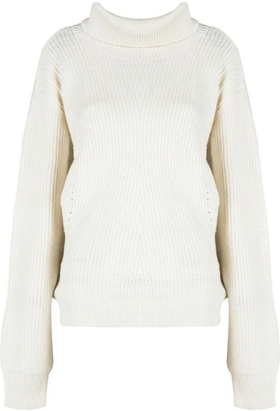 Silvian Heach - Vesten - Beige - Rondgebreide Trui met Gestreepte Rand