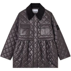 Ganni, Dames, Jassen, Bruin, Maat: S Nylon,