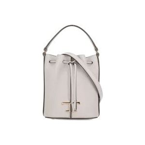 Tod's Grijze Pebble Leren Bucket Tas , Gray , Dames , Maat: ONE Size