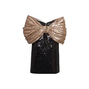 Balmain Sequinned dress with oversized bow , Black , Dames , Maat: 2XS