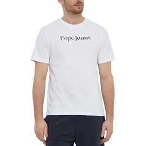 Pepe Jeans, Heren, Tops, Wit, Maat: 2XL Katoen,