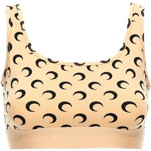 Marine Serre, Dames, Tops, Beige, Maat: L Polyamide,