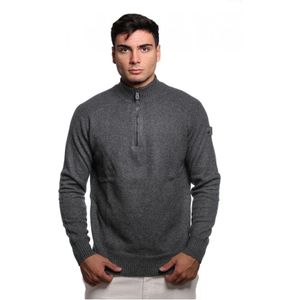 Peuterey Zwarte wollen trui Braille 02 , Gray , Heren , Maat: XL