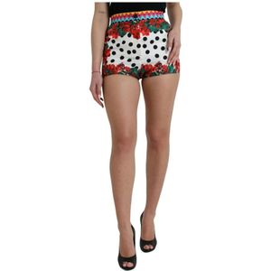 Dolce & Gabbana - HighWaist Floral Polka Dot Shorts - Multicolor - Korte Broeken