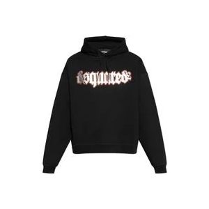 Dsquared2 Sweatshirt met logo , Black , Heren , Maat: M