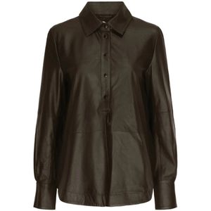 Butterfly Copenhagen, Dames, Blouses & Shirts, Bruin, Maat: L Leer,