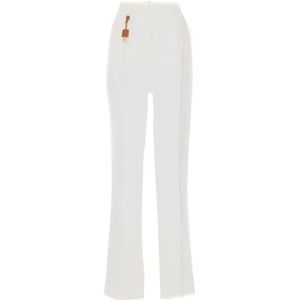 Elisabetta Franchi, Dames, Broeken, Wit, Maat: S Linnen,