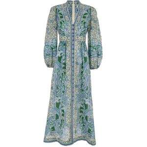 Zimmermann Bloemenprint Linnen Lange Jurk , Multicolor , Dames , Maat: L