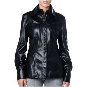 Karl Lagerfeld, Dames, Jassen, Zwart, Maat: M Leer,