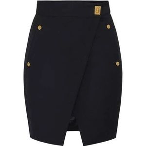 Elisabetta Franchi, Dames, Rokken, Zwart, Maat: S Gabardine,