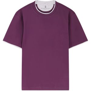 Brunello Cucinelli, Heren, Tops, Paars, Maat: S Katoen,