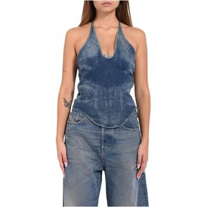 Diesel, Dames, Tops, Blauw, Maat: M Katoen,