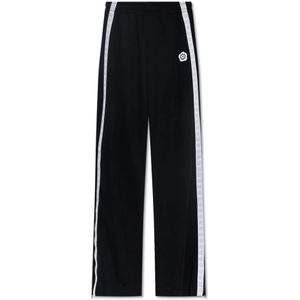 Kenzo, Dames, Broeken, Zwart, Maat: S Leer,