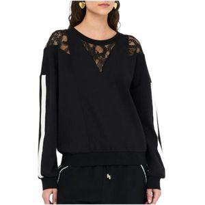 Liu Jo, Dames, Sweatshirts & Hoodies, Zwart, Maat: M Katoen,