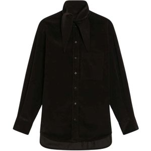 Ferragamo, Dames, Blouses & Shirts, Bruin, Maat: XS Katoen,