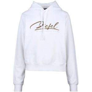 Diesel, Dames, Sweatshirts & Hoodies, Wit, Maat: S Katoen,