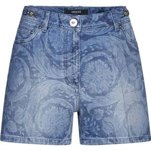 Versace, Dames, Korte broeken, Blauw, Maat: W26 Denim,