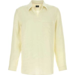 Zegna, Heren, Overhemden, Geel, Maat: L Linnen,