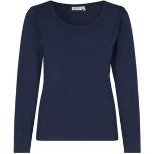 Masai - Blouse - Blauw - Viscose - Ronde Halslijn - Lange Mouwen