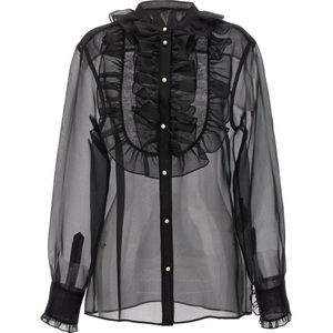 Dolce & Gabbana, Dames, Blouses & Shirts, Zwart, Maat: S Zijde,