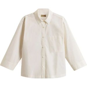 Woolrich, Dames, Blouses & Shirts, Wit, Maat: L Katoen,