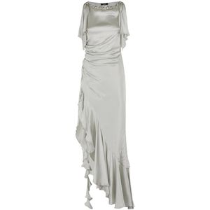 Amen, Dames, Jurken, Grijs, Maat: S Satijn,